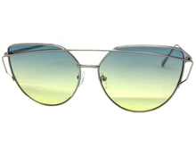 Classic Elegant Vintage Retro Style SUNGLASSES Large Silver Frame Green Lens 4159