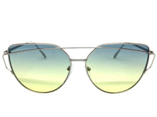 Classic Elegant Vintage Retro Style SUNGLASSES Large Silver Frame Green Lens 4159