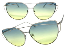 Classic Elegant Vintage Retro Style SUNGLASSES Large Silver Frame Green Lens 4159