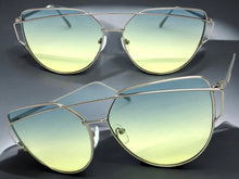 Classic Elegant Vintage Retro Style SUNGLASSES Large Silver Frame Green Lens 4159