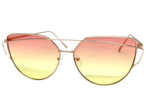 Classic Elegant Vintage Retro Style SUNGLASSES Large Rose Gold Frame Pink Lens 4159