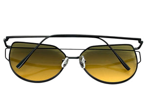 Classic Elegant Vintage Retro Style SUNGLASSES Large Black Frame Ombre Lens 4159
