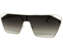 Oversized Sleek Modern Retro Shield Style SUNGLASSES Large Silver Frame 4575