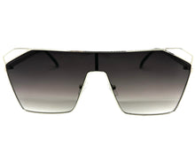 Oversized Sleek Modern Retro Shield Style SUNGLASSES Large Silver Frame 4575