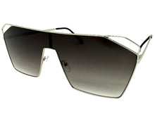 Oversized Sleek Modern Retro Shield Style SUNGLASSES Large Silver Frame 4575