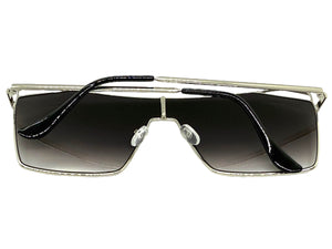 Oversized Sleek Modern Retro Shield Style SUNGLASSES Large Silver Frame 4575