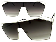 Oversized Sleek Modern Retro Shield Style SUNGLASSES Large Silver Frame 4575