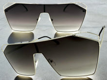 Oversized Sleek Modern Retro Shield Style SUNGLASSES Large Silver Frame 4575