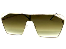 Oversized Sleek Modern Retro Shield Style SUNGLASSES Large Gold Frame 4575