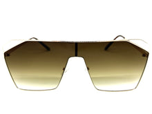 Oversized Sleek Modern Retro Shield Style SUNGLASSES Large Gold Frame 4575