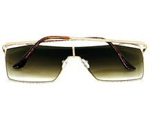 Oversized Sleek Modern Retro Shield Style SUNGLASSES Large Gold Frame 4575
