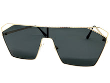 Oversized Sleek Modern Retro Shield Style SUNGLASSES Large Gold Frame 4575