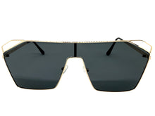 Oversized Sleek Modern Retro Shield Style SUNGLASSES Large Gold Frame 4575