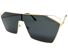Oversized Sleek Modern Retro Shield Style SUNGLASSES Large Gold Frame 4575