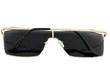 Oversized Sleek Modern Retro Shield Style SUNGLASSES Large Gold Frame 4575