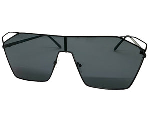 Oversized Sleek Modern Retro Shield Style SUNGLASSES Large Black Frame 4575