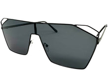 Oversized Sleek Modern Retro Shield Style SUNGLASSES Large Black Frame 4575