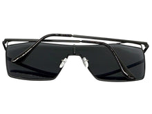 Oversized Sleek Modern Retro Shield Style SUNGLASSES Large Black Frame 4575