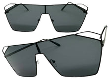 Oversized Sleek Modern Retro Shield Style SUNGLASSES Large Black Frame 4575