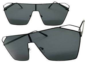 Oversized Sleek Modern Retro Shield Style SUNGLASSES Large Black Frame 4575