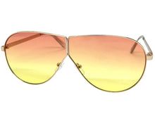 Oversized Modern Retro Shield Style SUNGLASSES Large Gold Frame - Pink Lens 4616