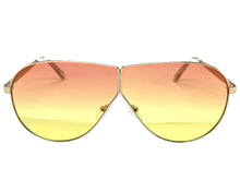 Oversized Modern Retro Shield Style SUNGLASSES Large Gold Frame - Pink Lens 4616