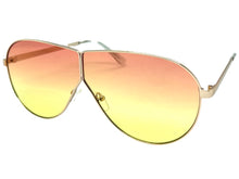 Oversized Modern Retro Shield Style SUNGLASSES Large Gold Frame - Pink Lens 4616