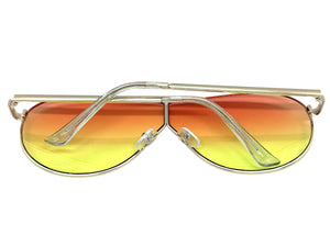 Oversized Modern Retro Shield Style SUNGLASSES Large Gold Frame - Pink Lens 4616