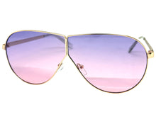 Oversized Modern Retro Shield Style SUNGLASSES Large Gold Frame - Purple Lens 4616