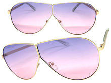 Oversized Modern Retro Shield Style SUNGLASSES Large Gold Frame - Purple Lens 4616