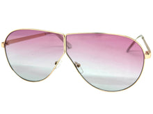 Oversized Modern Retro Shield Style SUNGLASSES Large Gold Frame - Rose Lens 4616