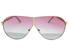 Oversized Modern Retro Shield Style SUNGLASSES Large Gold Frame - Rose Lens 4616