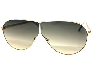 Oversized Modern Retro Shield Style SUNGLASSES Large Gold Frame - Ombre Lens 4616