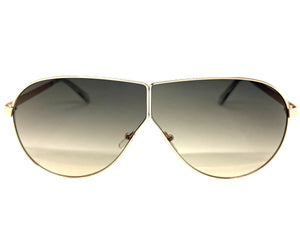 Oversized Modern Retro Shield Style SUNGLASSES Large Gold Frame - Ombre Lens 4616