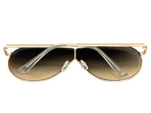 Oversized Modern Retro Shield Style SUNGLASSES Large Gold Frame - Ombre Lens 4616