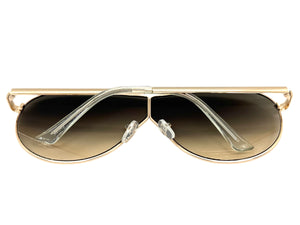 Oversized Modern Retro Shield Style SUNGLASSES Large Gold Frame - Ombre Lens 4616