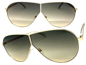 Oversized Modern Retro Shield Style SUNGLASSES Large Gold Frame - Ombre Lens 4616