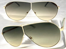 Oversized Modern Retro Shield Style SUNGLASSES Large Gold Frame - Ombre Lens 4616