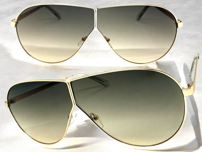 Oversized Modern Retro Shield Style SUNGLASSES Large Gold Frame - Ombre Lens 4616