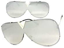 Oversized Sleek Modern Retro Shield Style SUNGLASSES Large Silver Frame 4624