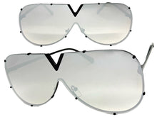 Oversized Sleek Modern Retro Shield Style SUNGLASSES Large Black Frame 4624