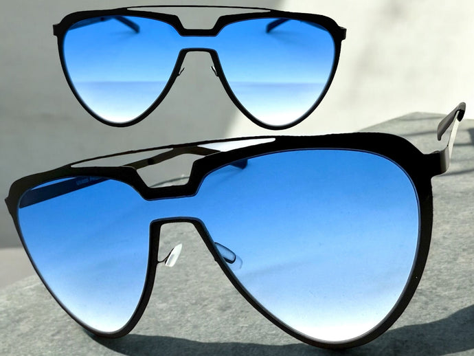 Oversized Vintage Retro Aviator Style SUNGLASSES Large Black Frame 4657