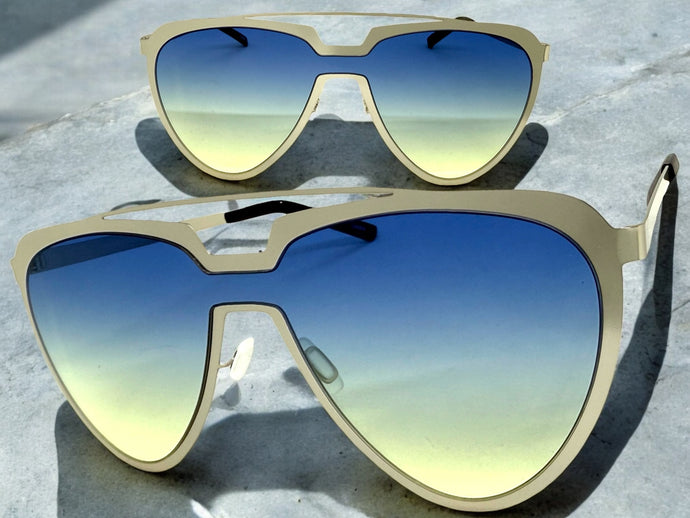Oversized Vintage Retro Aviator Style SUNGLASSES Large Silver Frame 4657