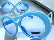 Oversized Exaggerated Vintage Retro Style SUNGLASSES X-Large Blue Frame 9240