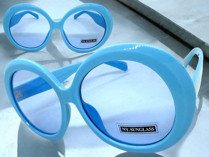 Oversized Exaggerated Vintage Retro Style SUNGLASSES X-Large Blue Frame 9240