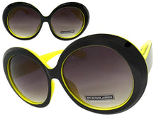 Oversized Exaggerated Vintage Retro Style SUNGLASSES X-Large Black & Yellow Frame 9240