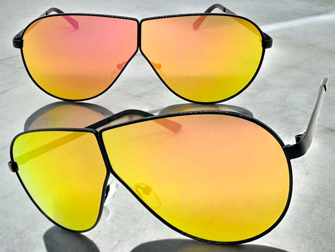 Oversized Modern Retro Shield Style SUNGLASSES Large Black Frame 4615