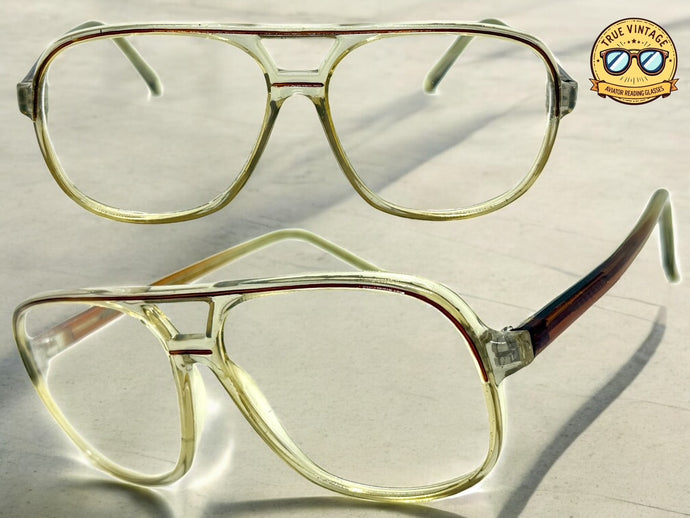 Classic TRUE Vintage Retro Aviator Style READING GLASSES READERS Clear Brown Frame Lens Strength +3.00