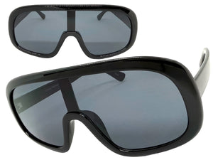 Oversized Exaggerated Modern Rerto Shield Style SUNGLASSES Large Black Frame 7290