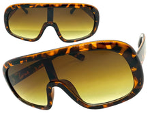 Oversized Exaggerated Modern Rerto Shield Style SUNGLASSES Large Tortoise Frame 7290
